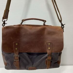 Wowbox Leather and Canvas Duffel Work Bag Tote